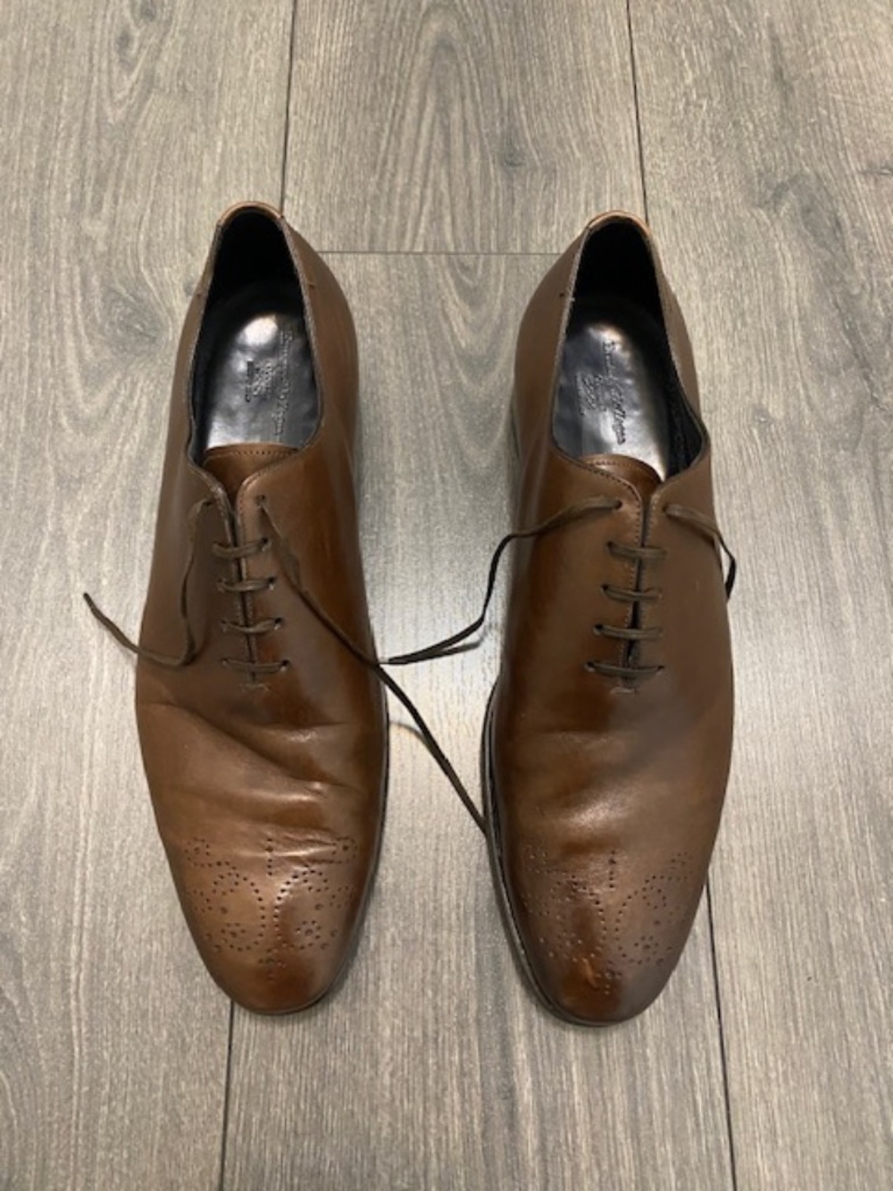 Ermenegildo Zegna Brown Leather Wholecut Oxford Size 11